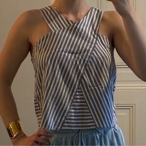 Striped Blue and White Women's Top